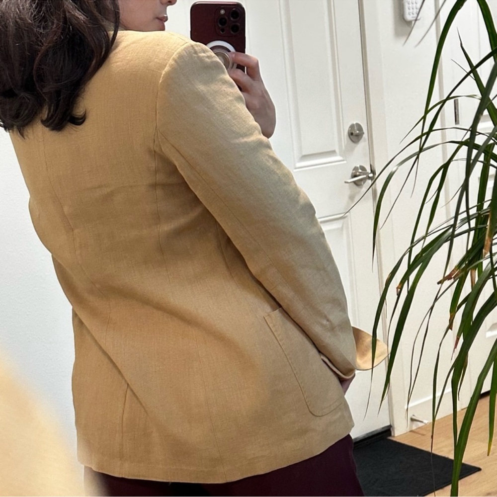 MaxMara Linen blazer 2 Botton Women’s Size 10 Button Derby Natural Fiber - Picture 3 of 8